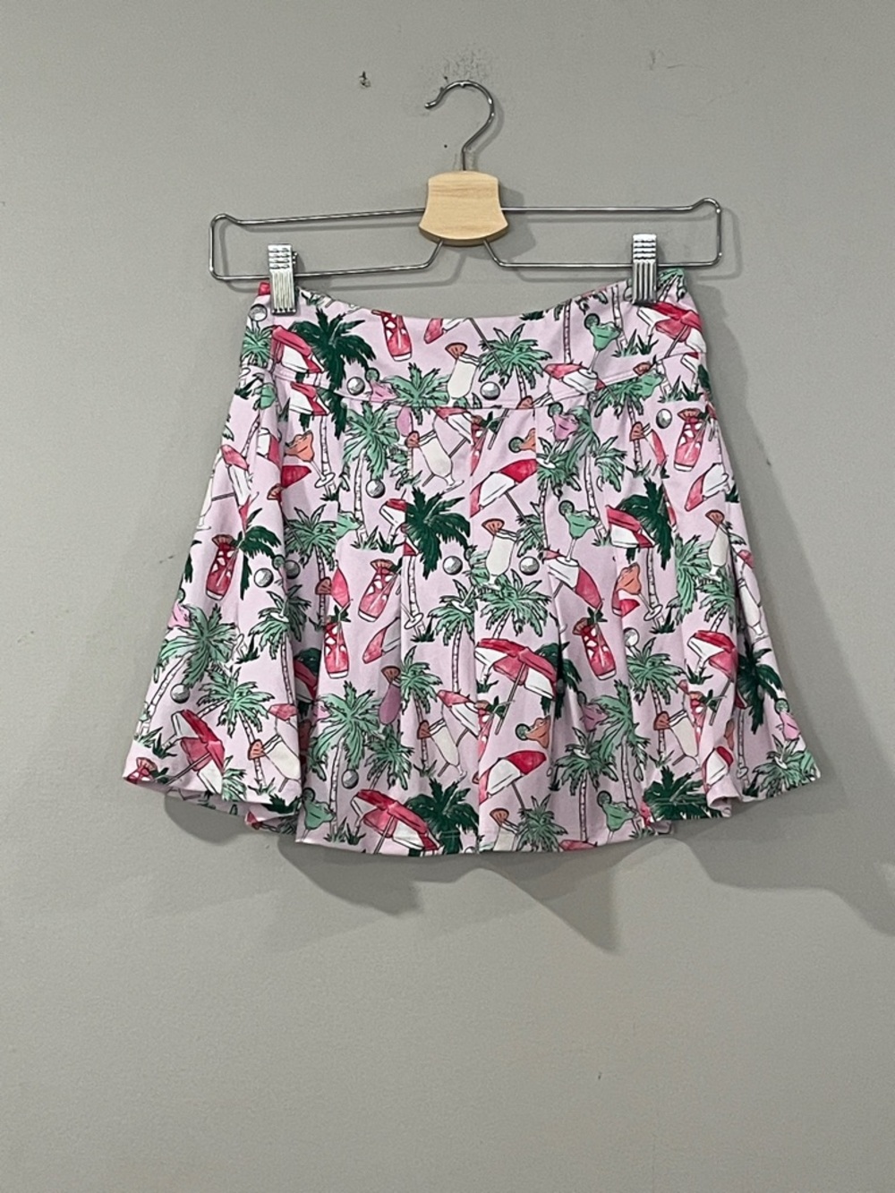Kenny Flowers Pink Tropical Palm & Umbrella Skort